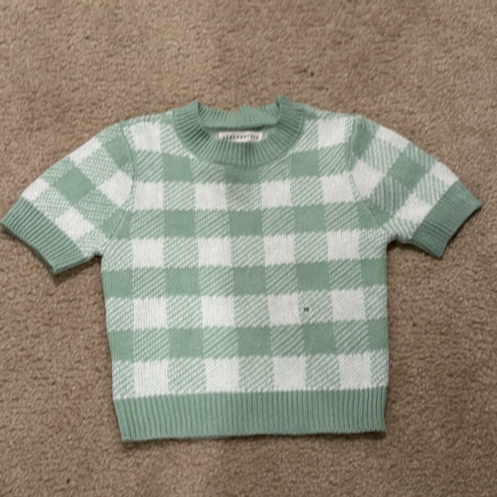 Aeropostale Green and White Checkered Kids Sweater